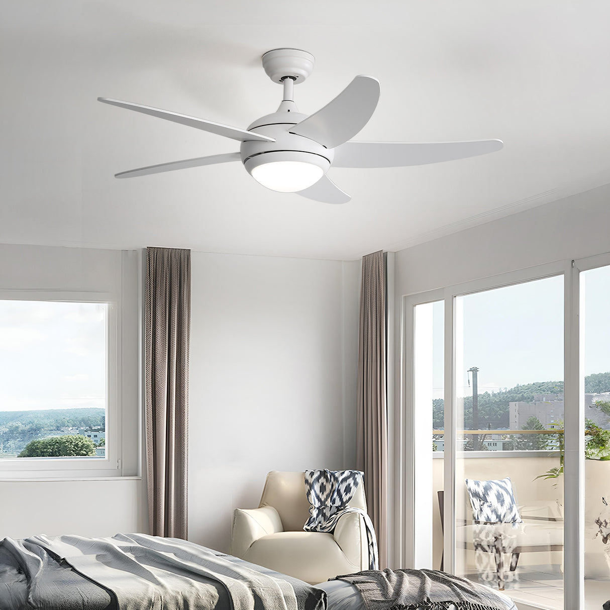 4/5-Blade LED Ceiling Fan Lights with Remote Control