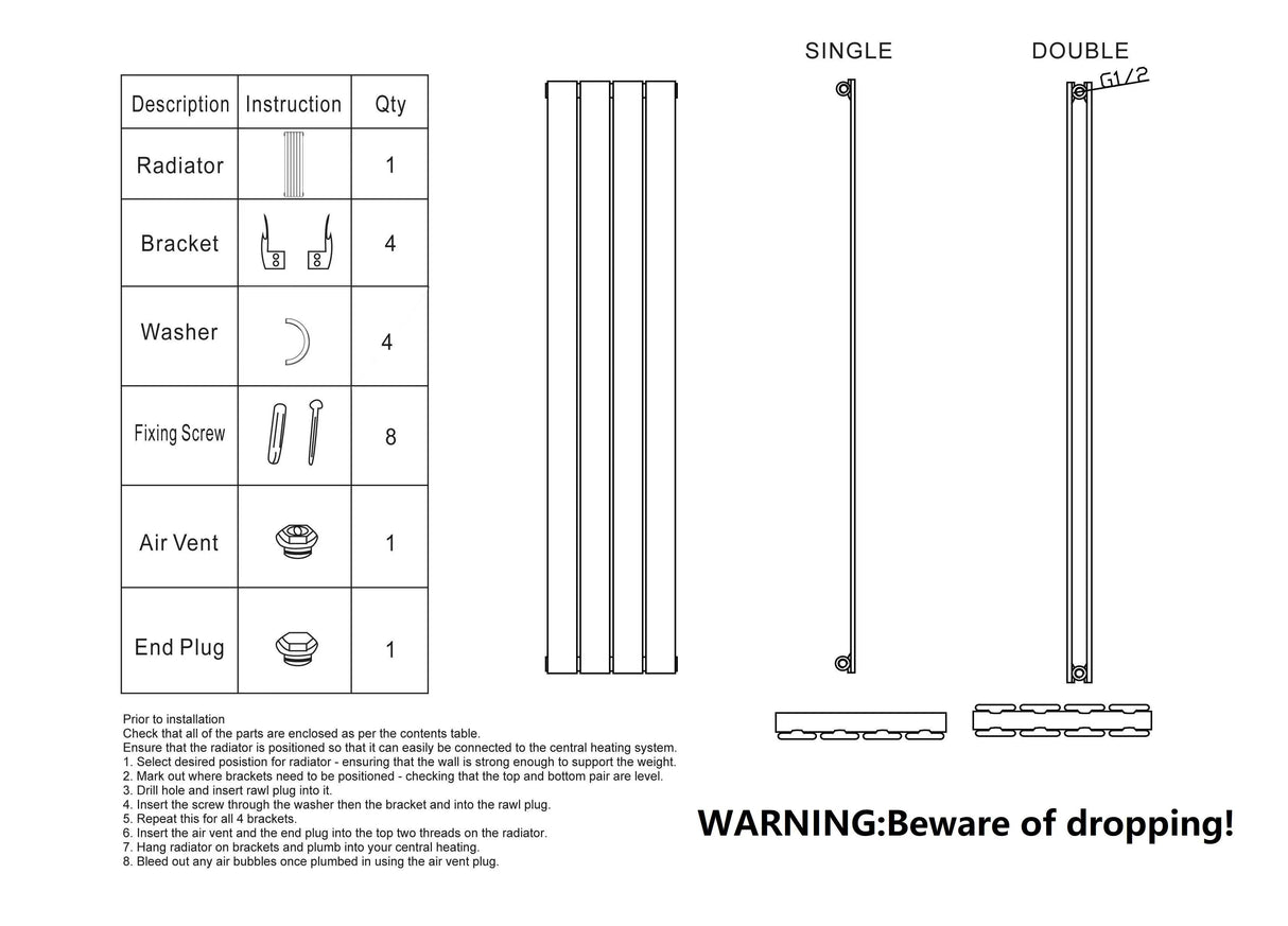 Sleek Smoke Grey Vertical Double Panel Radiator Heater