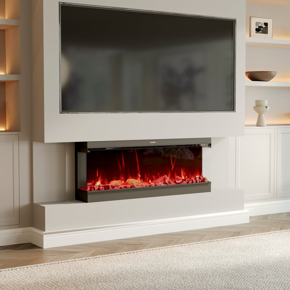 50/60/70/80inch 3-sided Electric Fireplace with Adjustable Color, Temperature and Timing, Controlled by APP
