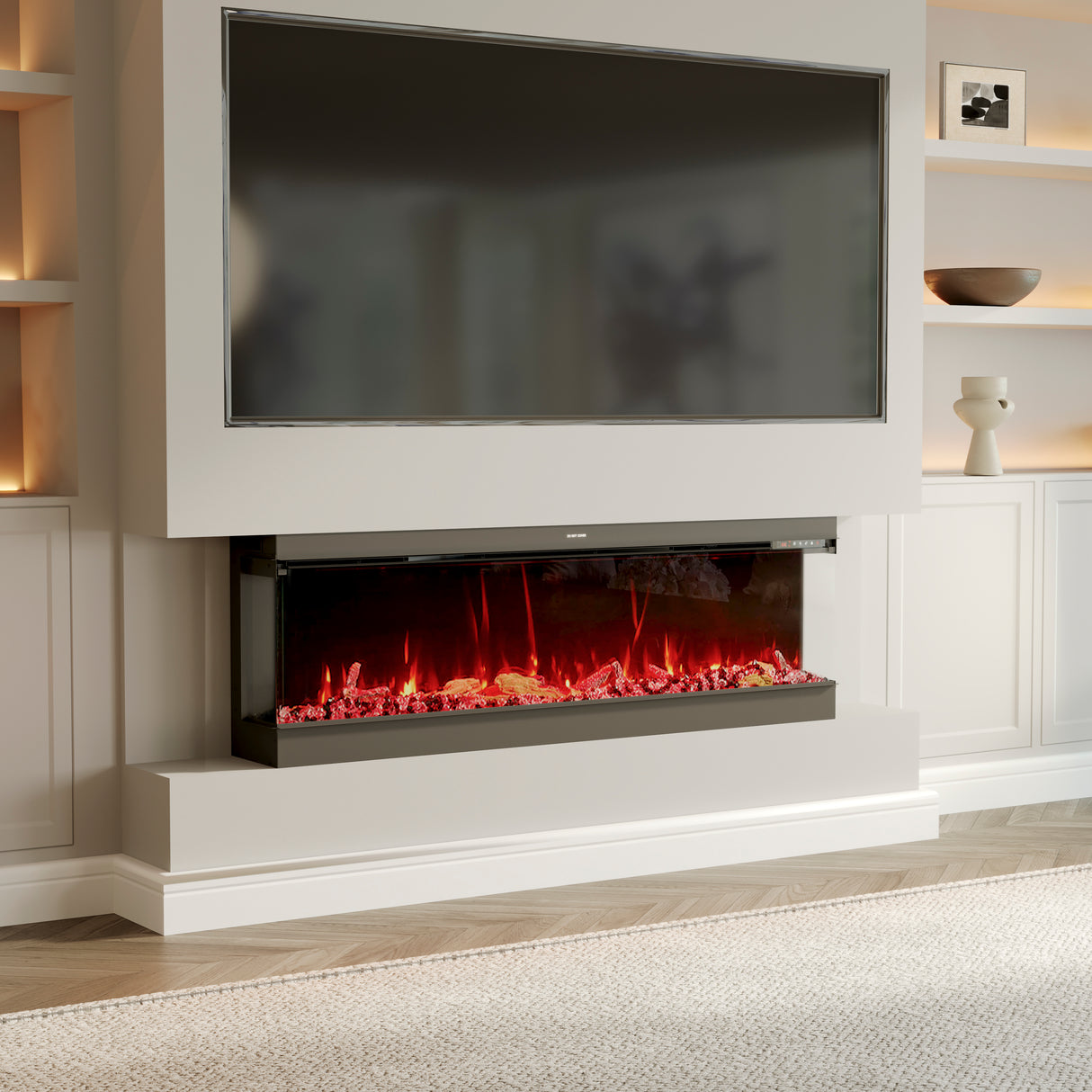 50/60/70/80inch 3-sided Electric Fireplace with Adjustable Color, Temperature and Timing, Controlled by APP
