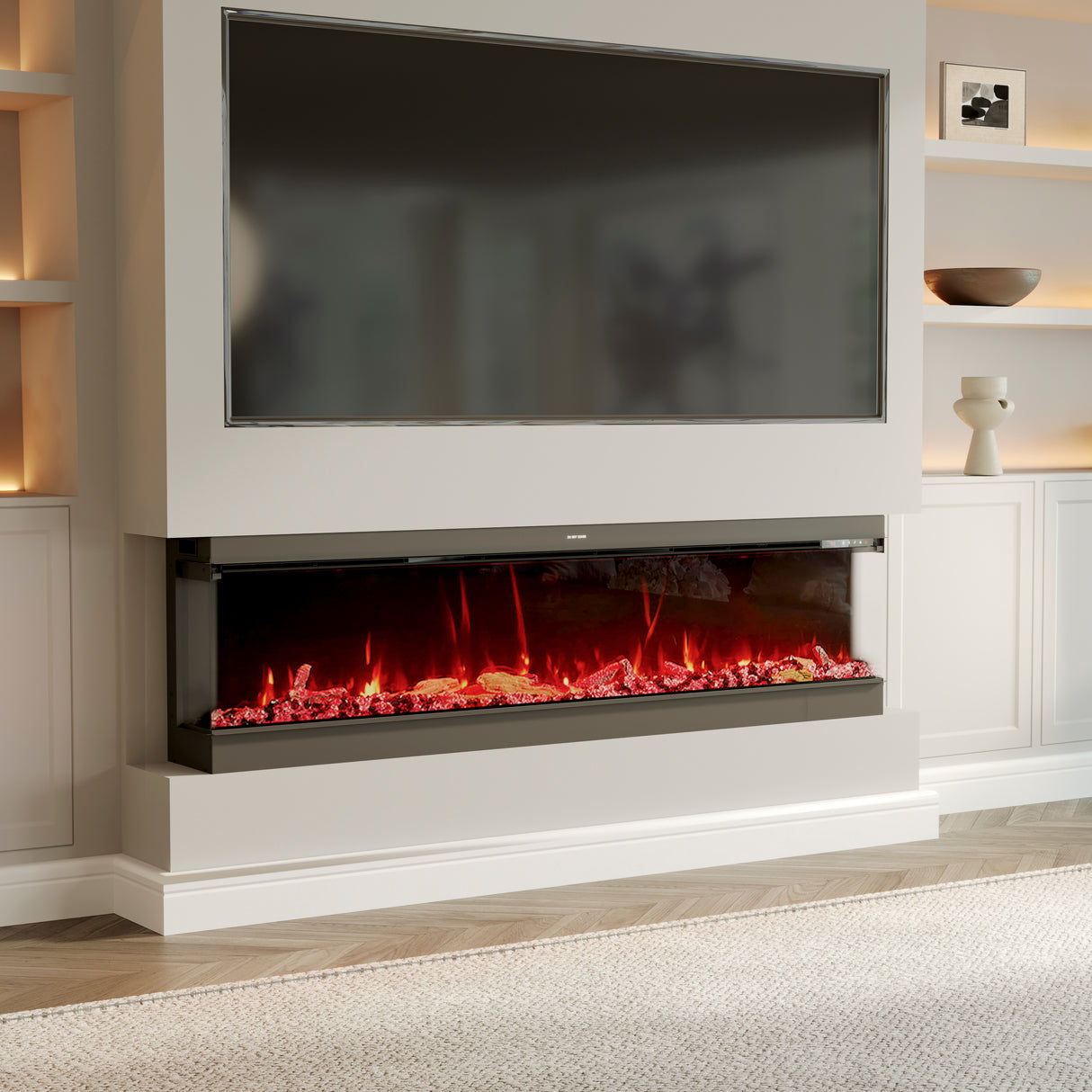 50/60/70/80inch 3-sided Electric Fireplace with Adjustable Color, Temperature and Timing, Controlled by APP