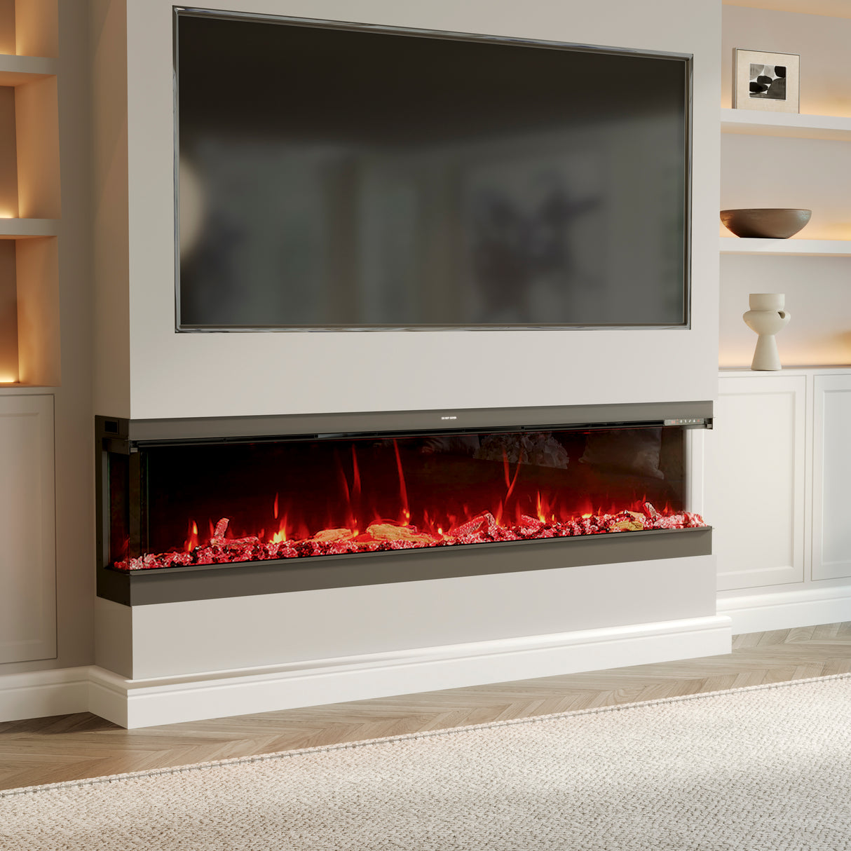 50/60/70/80inch 3-sided Electric Fireplace with Adjustable Color, Temperature and Timing, Controlled by APP