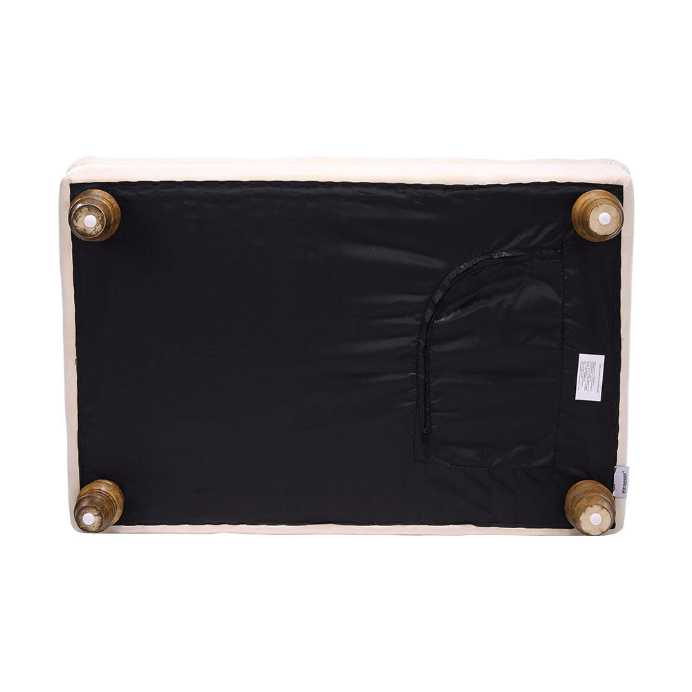 Buttoned Velvet Rectangular Ottoman Footstool with Gourd-shaped Legs