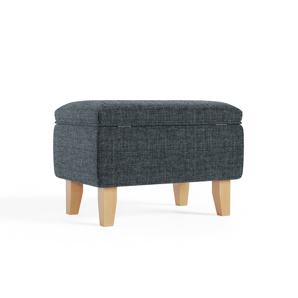 Linen Upholstered Storage Ottoman Footstool