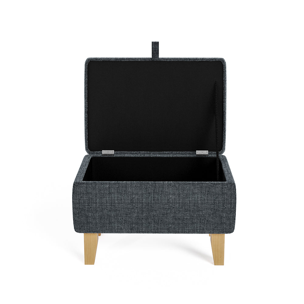 Linen Upholstered Storage Ottoman Footstool