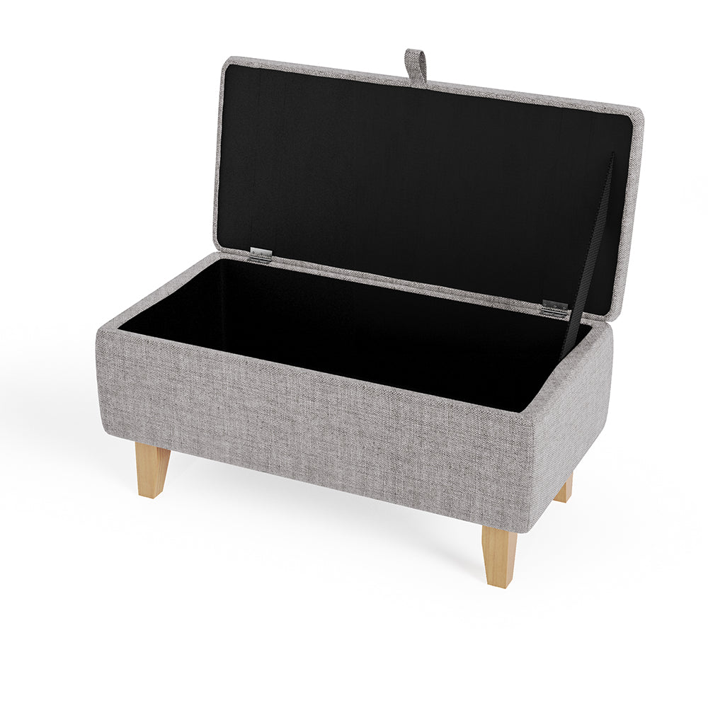 Linen Upholstered Storage Ottoman Footstool
