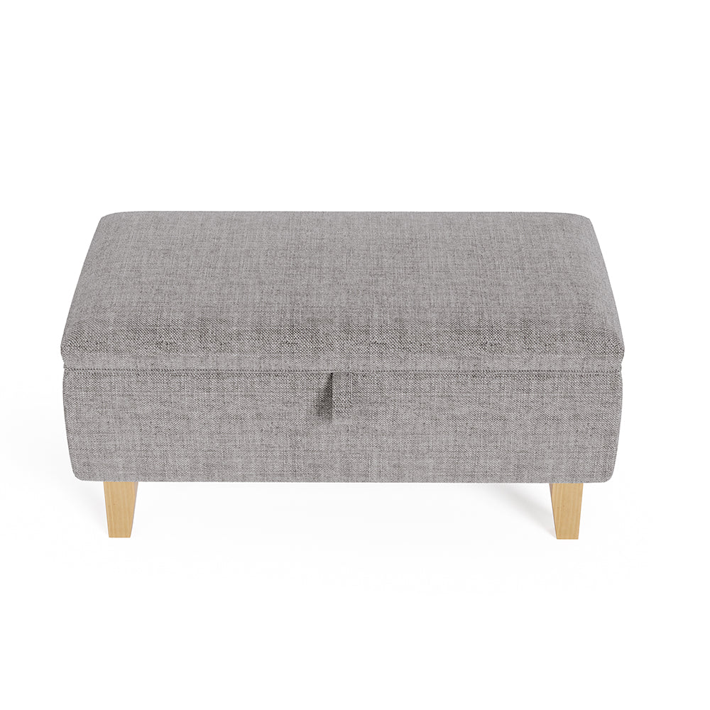 Linen Upholstered Storage Ottoman Footstool