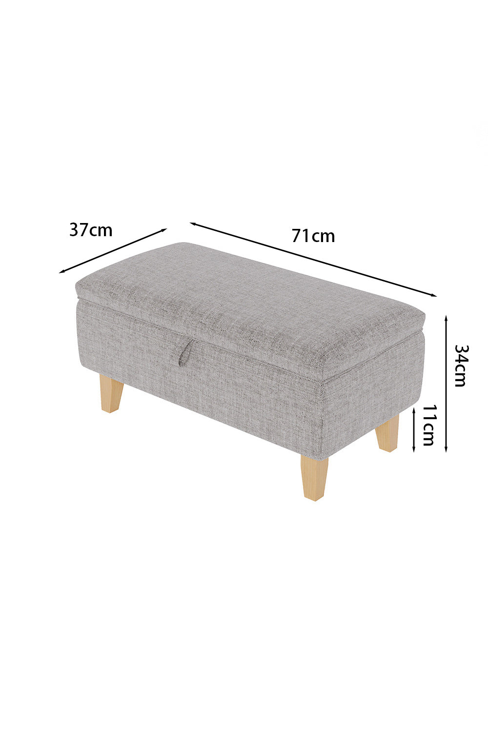 Linen Upholstered Storage Ottoman Footstool