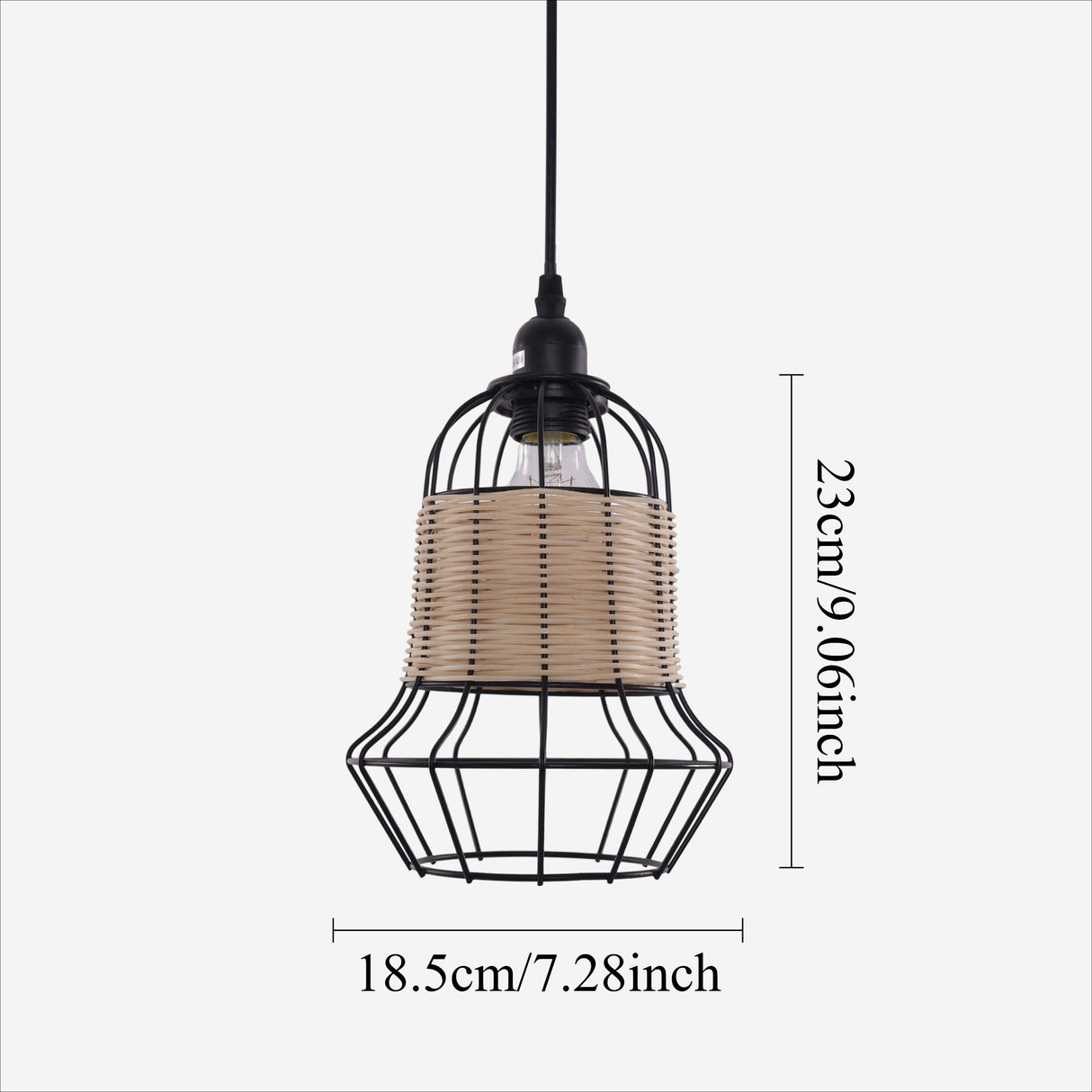 Rustic Iron Woven Rattan Pendant Light for Dining Room, Reading Corner & Bedroom