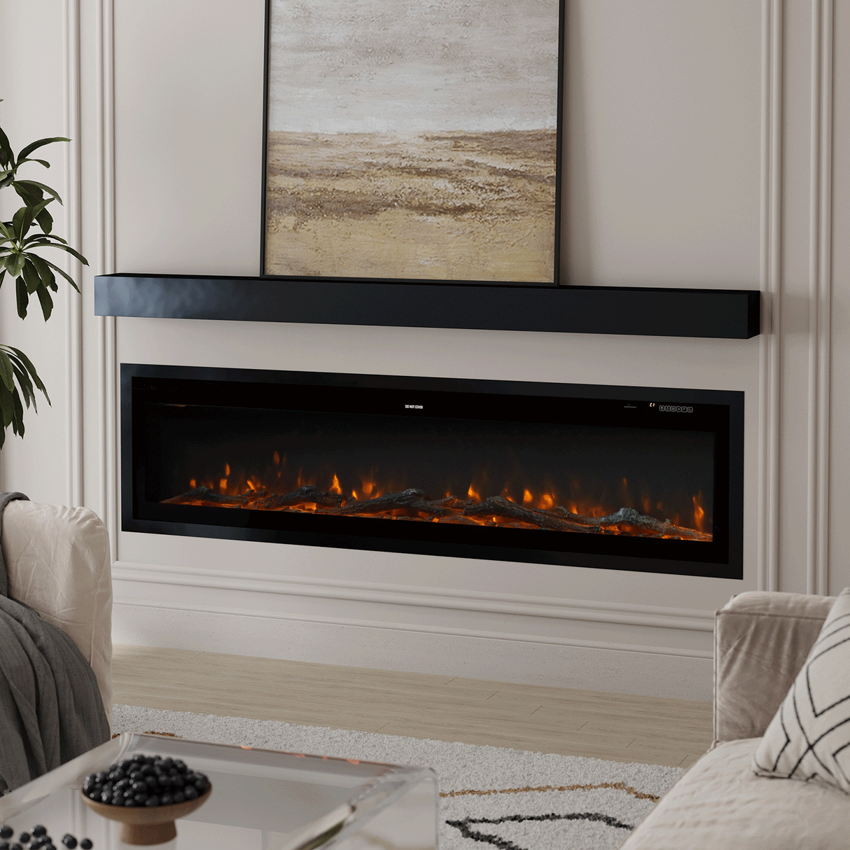 Versatile Media Wall Electric Fireplace Insert | LED Realistic Flame Effect with Remote Control