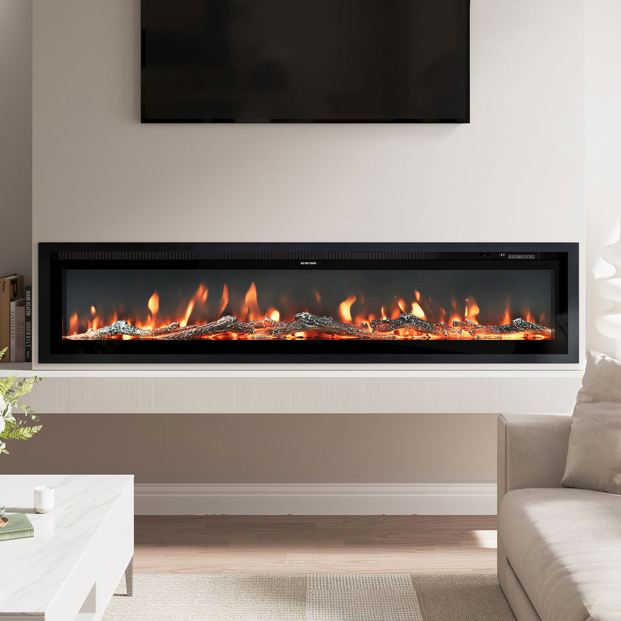 Versatile Media Wall Electric Fireplace Insert | LED Realistic Flame Effect with Remote Control