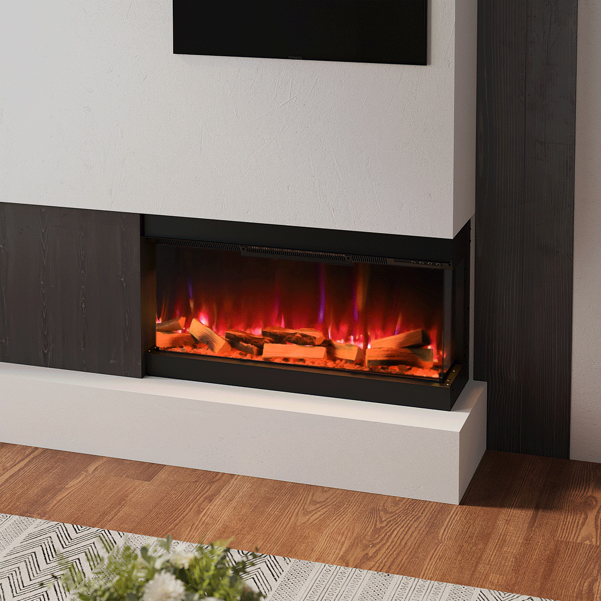 Wifi-Enabled 2/ 3-Sided Built-in Electric Fireplace with Crackling Sound