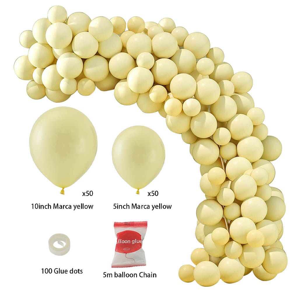 100pcs Wedding Macaron Monochrome Balloon Chain Set -Yellow Living and Home