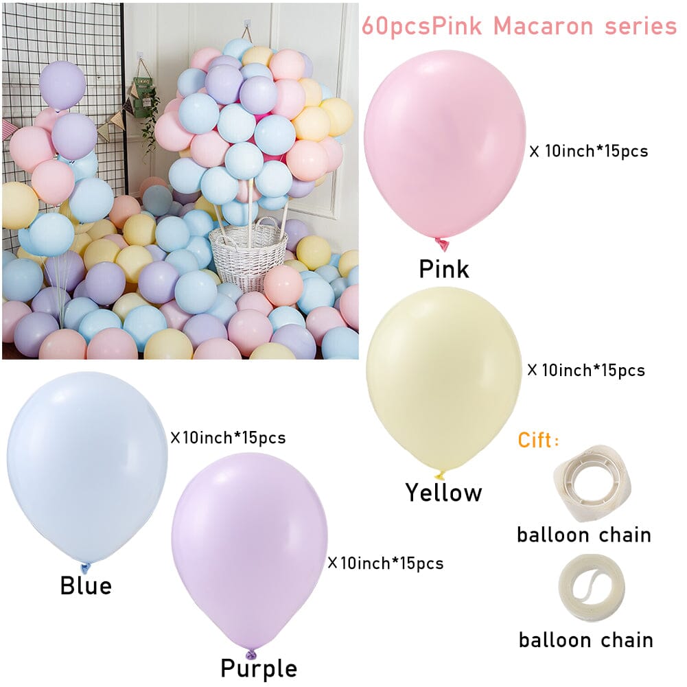 60pcs Wedding and Birthday Decoration Balloon Set 7 Living and Home