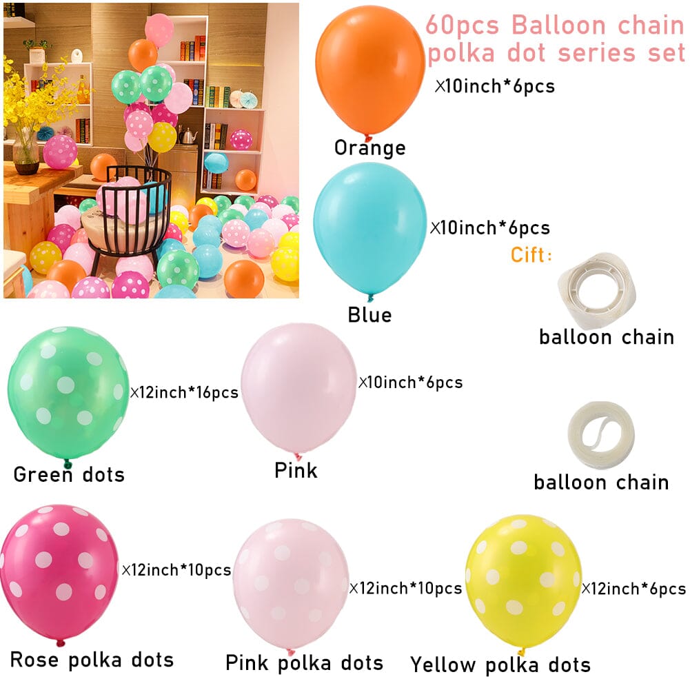 60pcs Wedding and Birthday Decoration Polka Dot Balloon Set 1 Living and Home