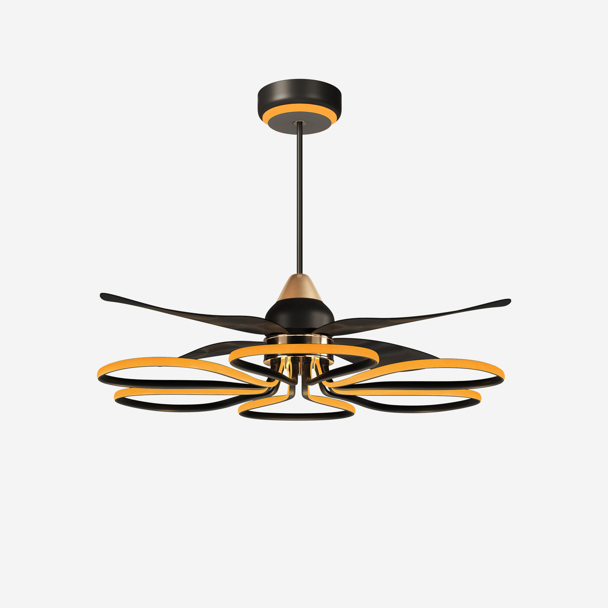 Contemporary Aluminum Black Ceiling Fan with Light for Living Rooms