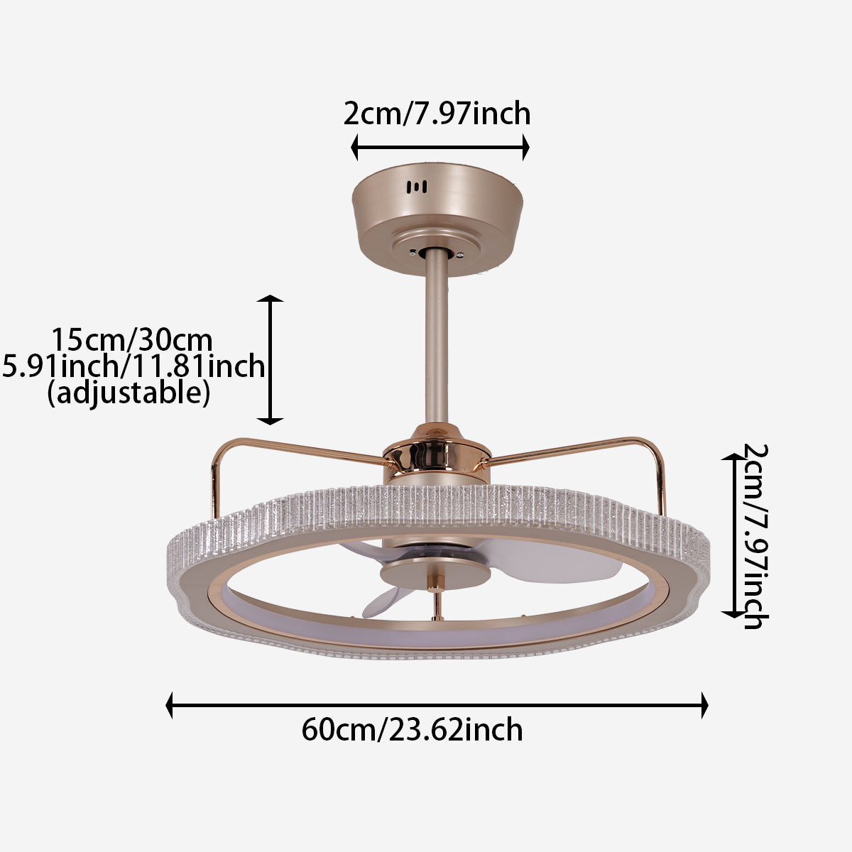 Modern Reversible 3-Blades Metal Ceiling Fan with Light