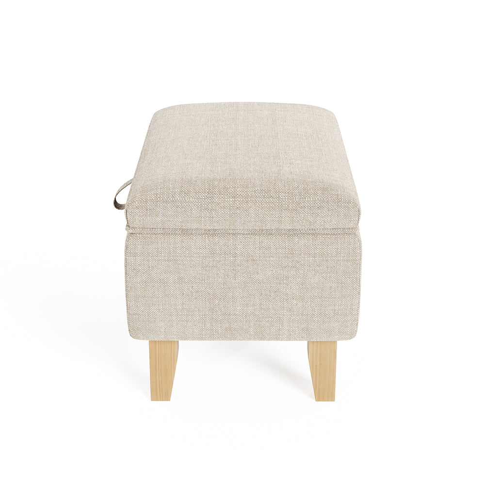 Linen Upholstered Storage Ottoman Footstool