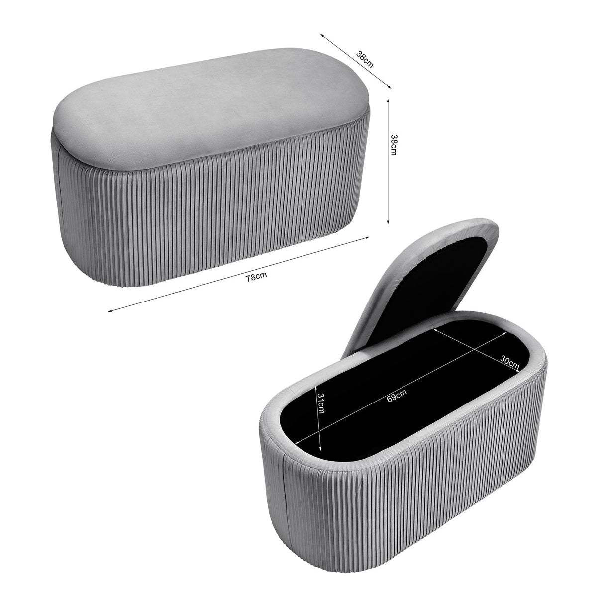 Modern Pleated Storage Ottoman