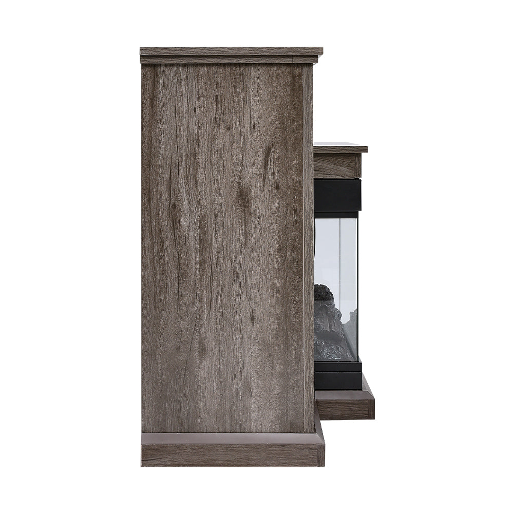 Panoramic Glass Fireplace TV Stand with Storage Cabinets, Customizable Flames & Remote Control