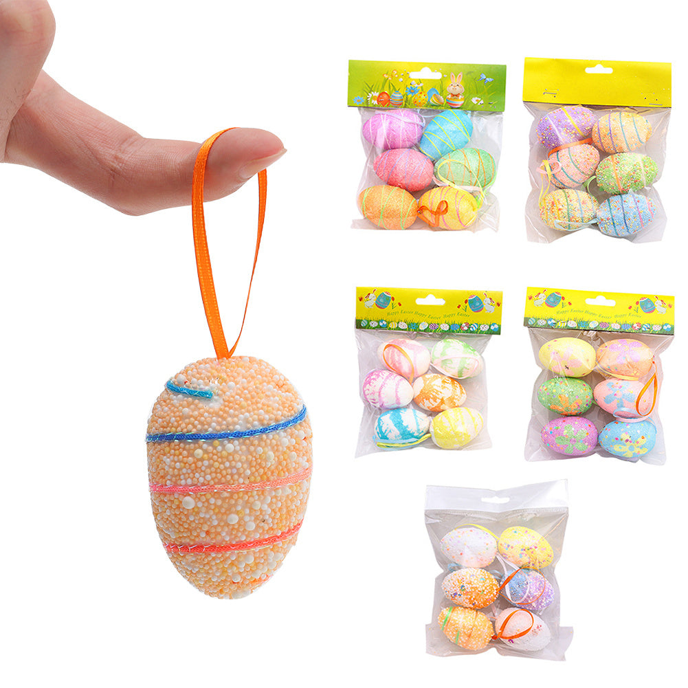 Easter DIY Painted Simulated Egg Pendant with Lanyard Set of 6