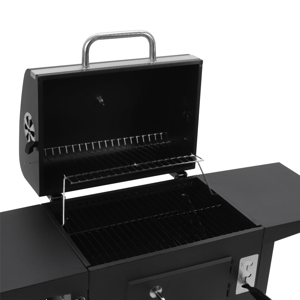 Premium Outdoor Charcoal BBQ Grill with Side Tables