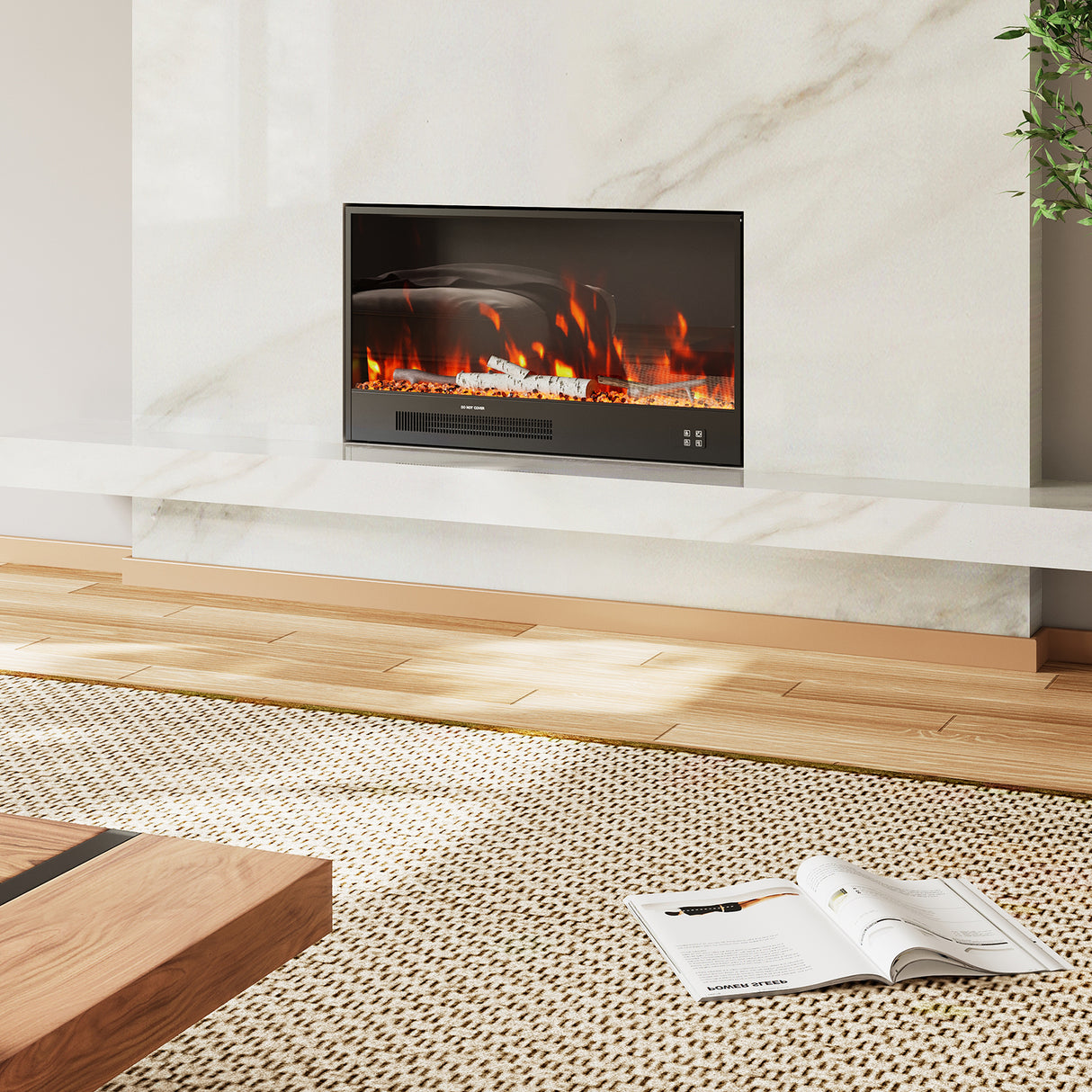 33/46/58inch WiFi Electric Fireplace with LED Display, Realistic Flame Effect & App Control