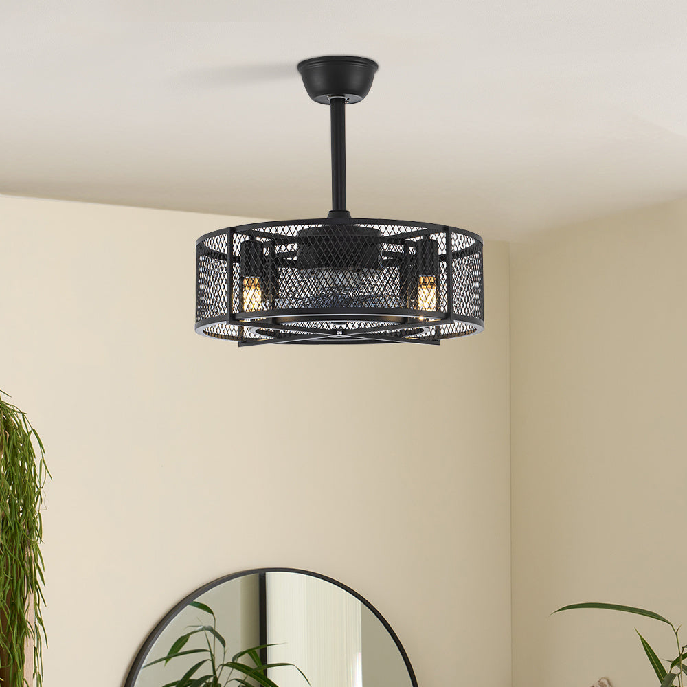 Modern Black Ceiling Fan with Lights and Remote Control