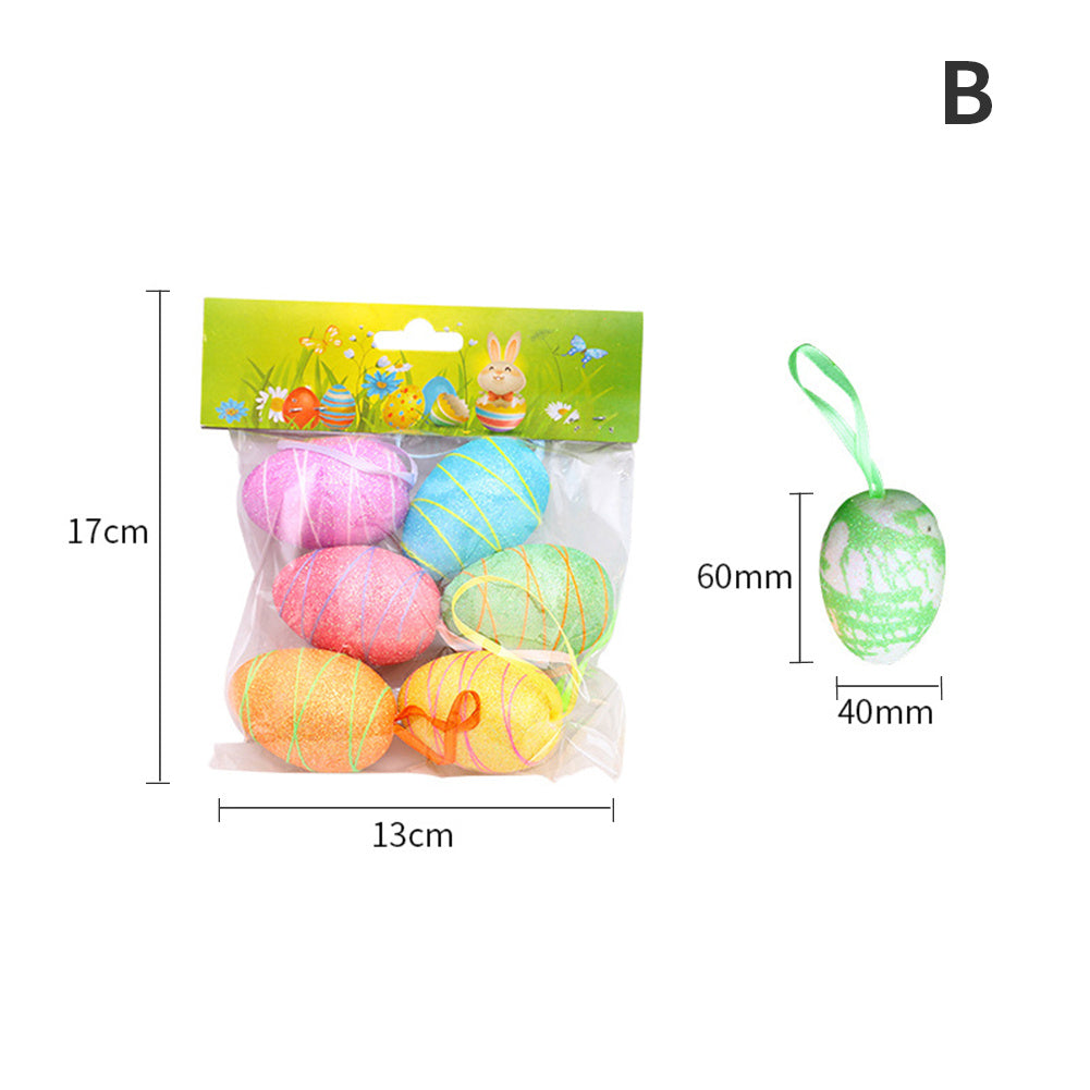 Easter DIY Painted Simulated Egg Pendant with Lanyard Set of 6