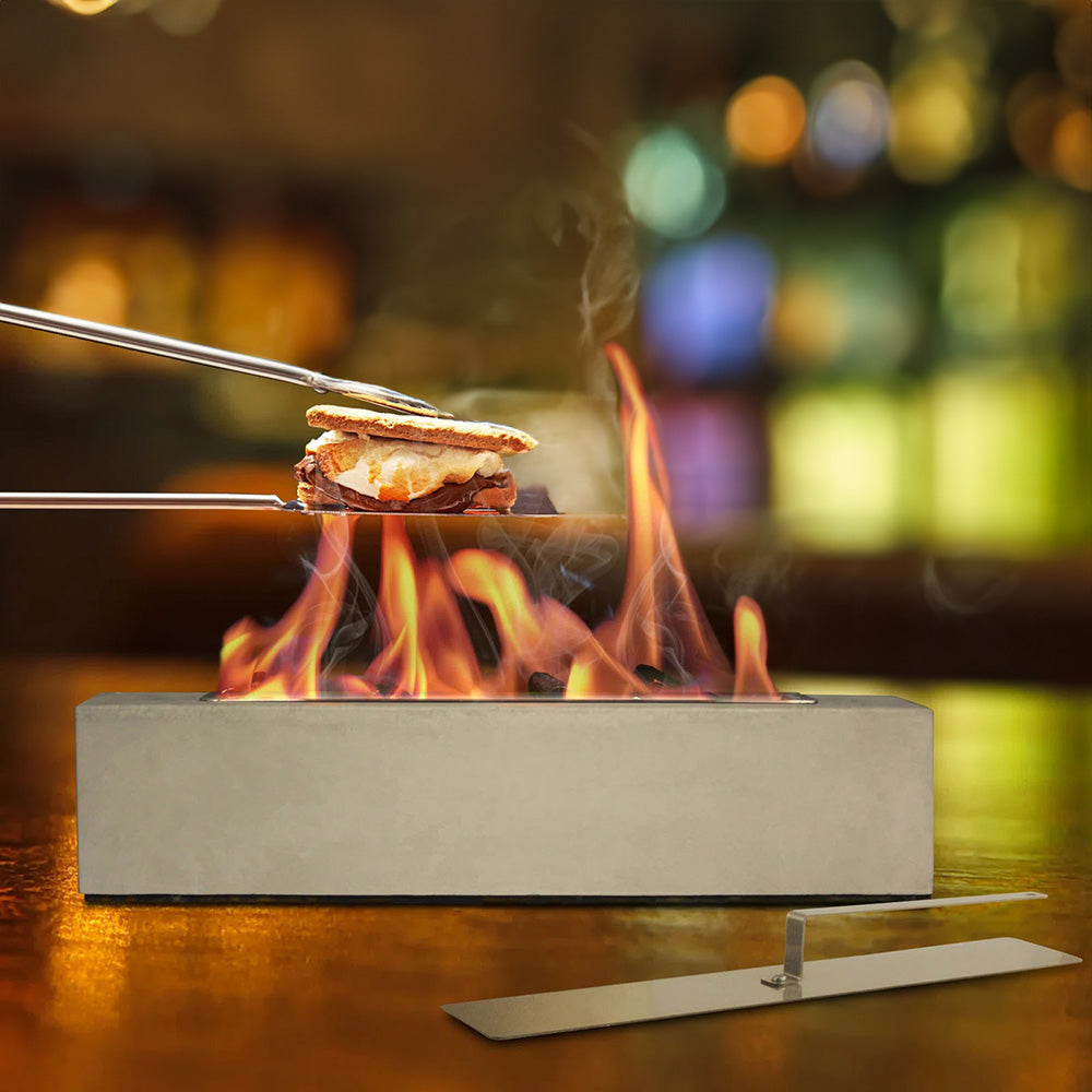 Eco-Friendly Concrete Tabletop Bioethanol Fireplace | Real Smokeless Flame