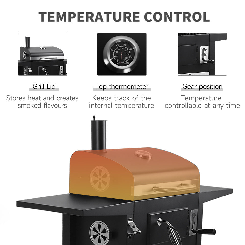 Outdoor Carbon Steel Charcoal BBQ Grill with Chimney