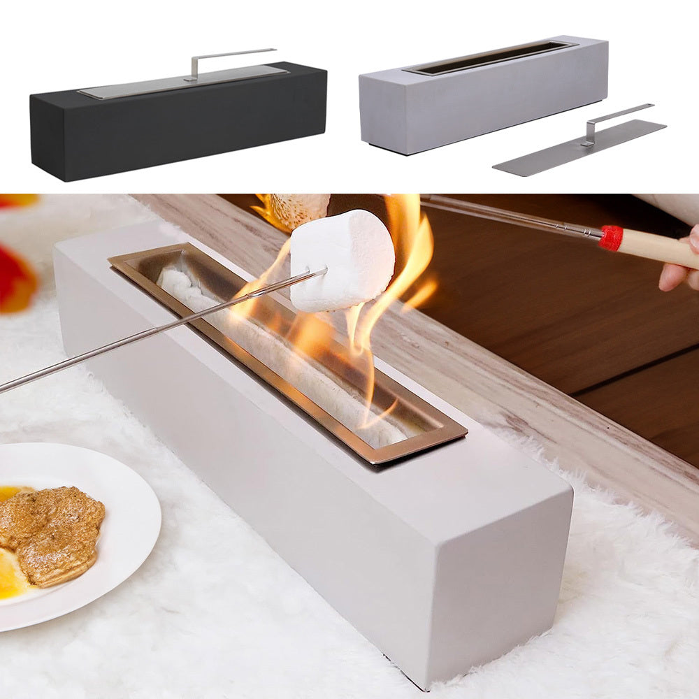 Eco-Friendly Concrete Tabletop Bioethanol Fireplace | Real Smokeless Flame