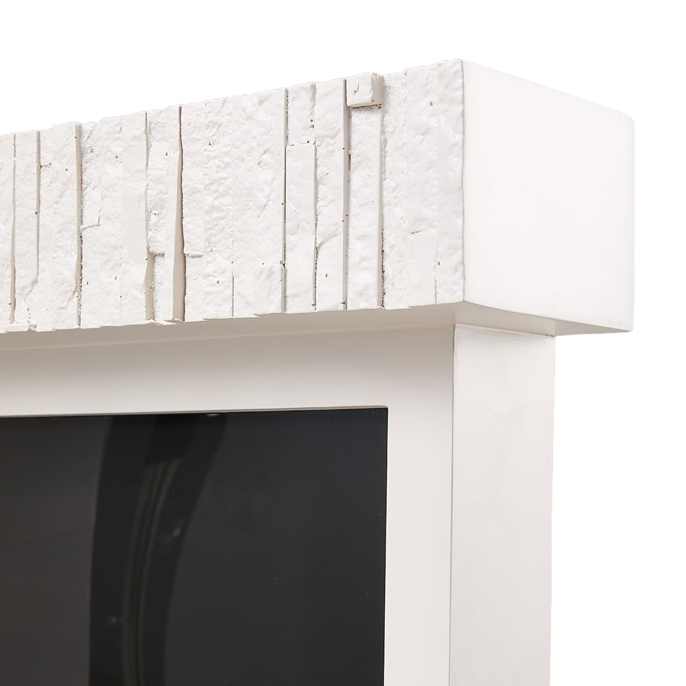 47/59 Inch Wall Mounted Electric Fireplace with Faux Stone Mantel, WiFi, Remote & LED Flames