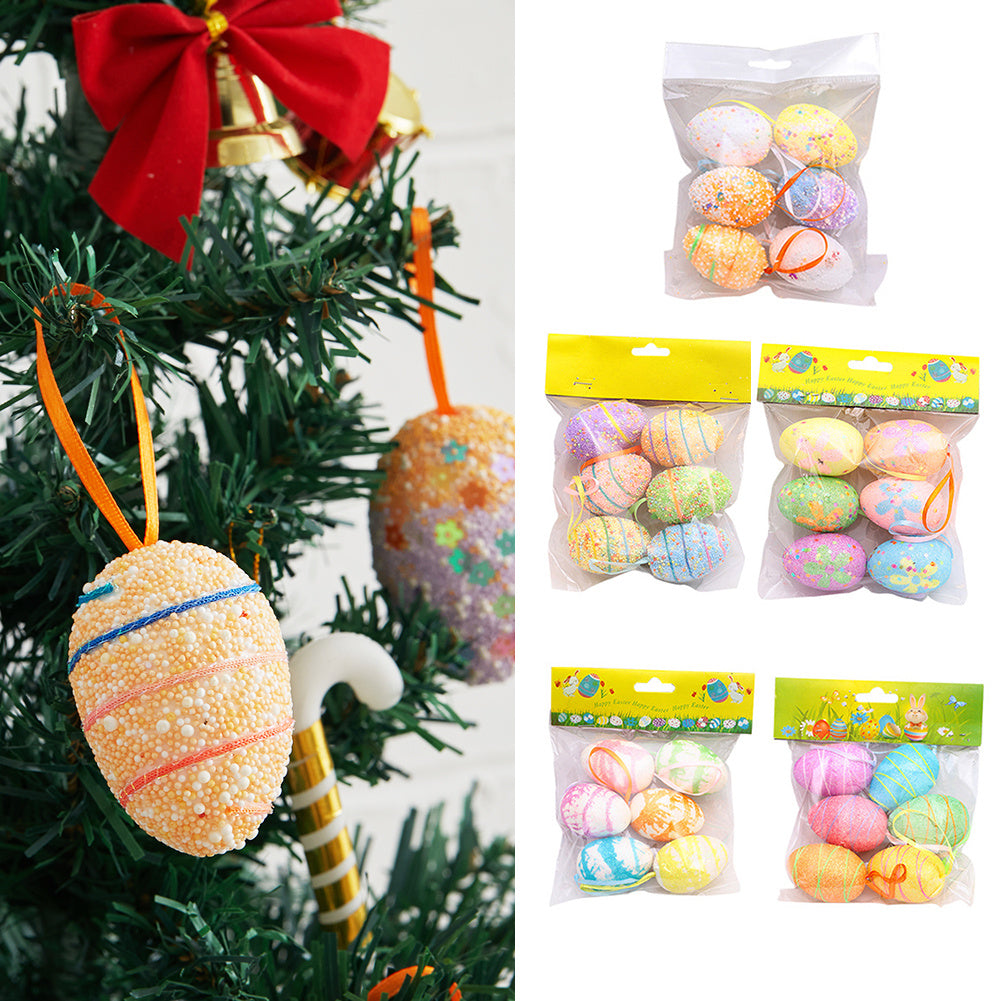 Easter DIY Painted Simulated Egg Pendant with Lanyard Set of 6