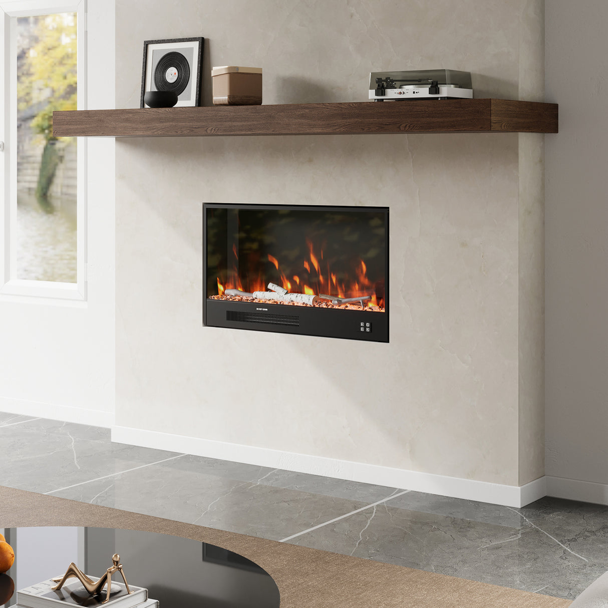 33/46/58inch WiFi Electric Fireplace with LED Display, Realistic Flame Effect & App Control