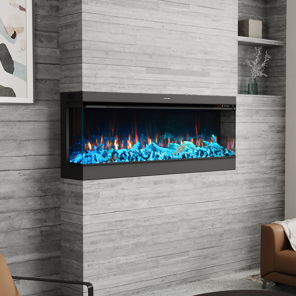 50/60/70/80inch 3-sided Electric Fireplace with Adjustable Color, Temperature and Timing, Controlled by APP