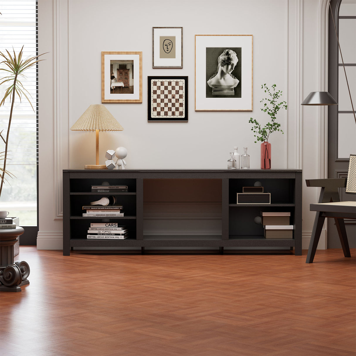 Large Electric Fireplace TV Stand with 23Inch Fireplace | 12 Flame Colours, Remote Control