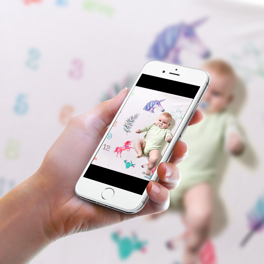 Unicorn Baby Background Photography Blanket Milestone Prop Blanket