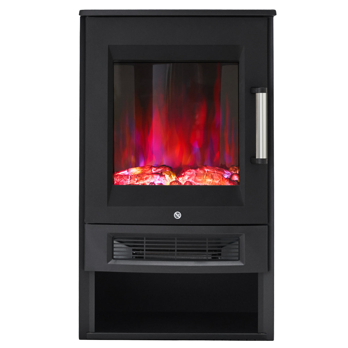 3-Sided Freestanding Electric Fireplace with Remote Control – Black, 900/1800W, Adjustable LED Flame & Temperature