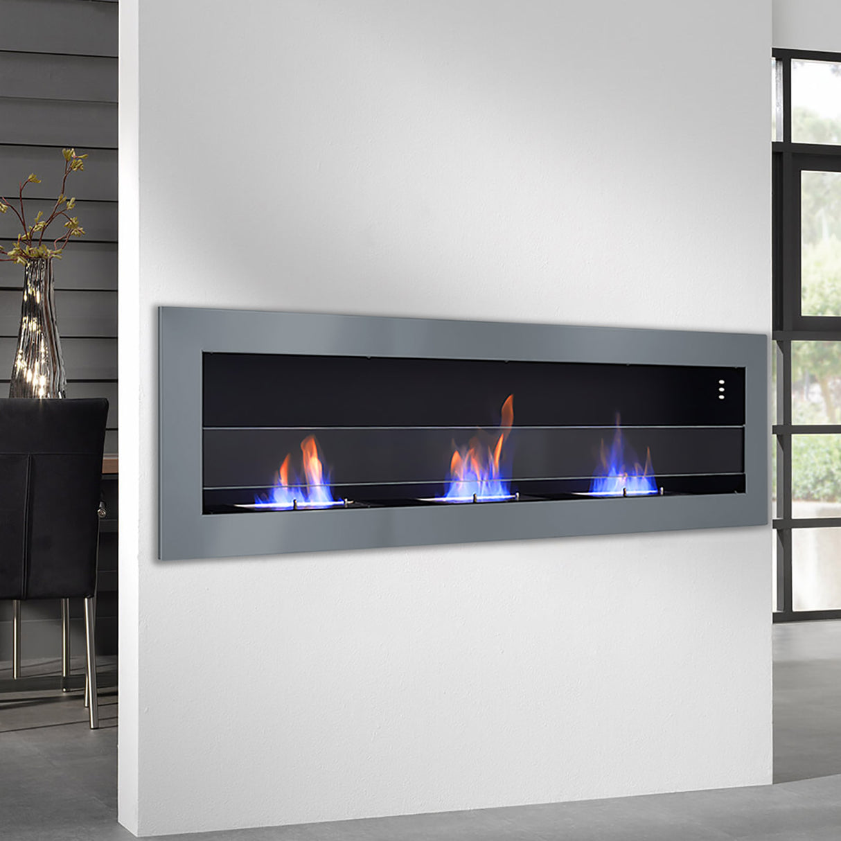 35/47 Inch Bioethanol Stainless Steel Wall Mounted Fireplace