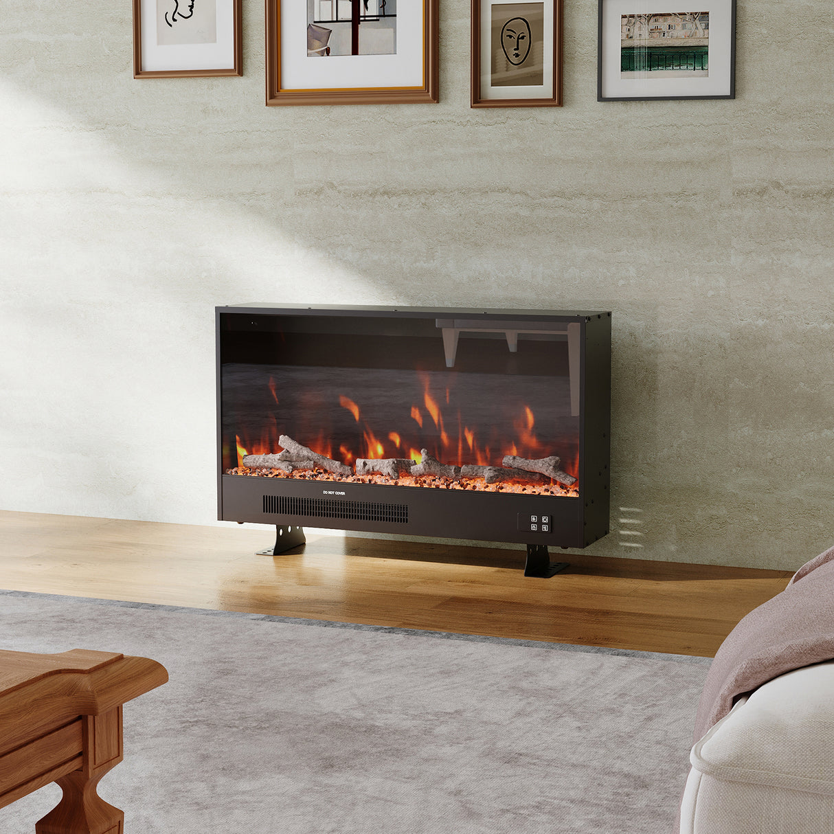 33/46/58inch WiFi Electric Fireplace with LED Display, Realistic Flame Effect & App Control