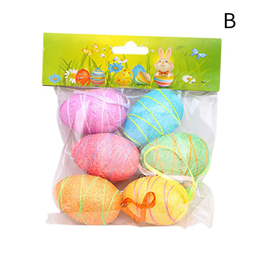 Easter DIY Painted Simulated Egg Pendant with Lanyard Set of 6