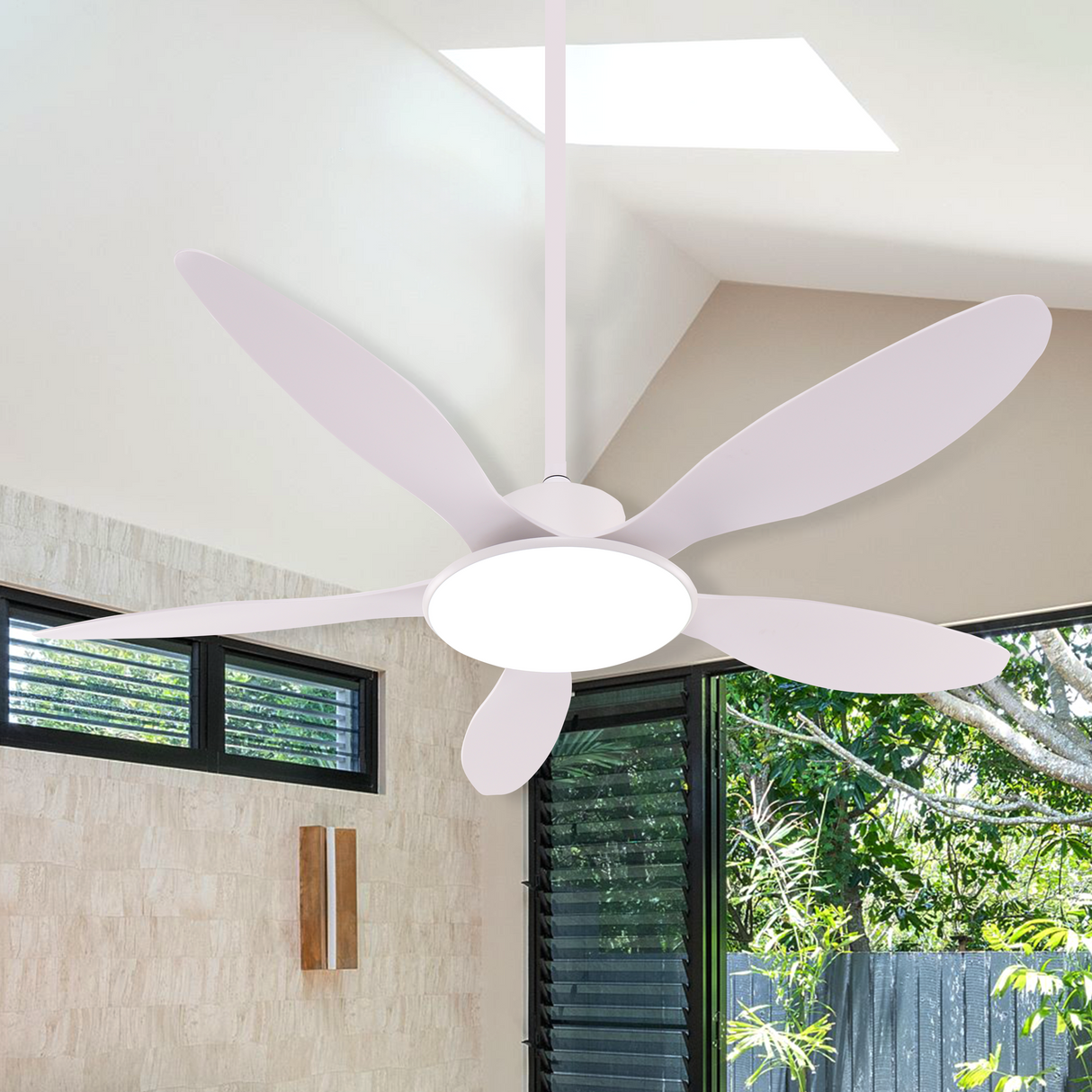 Low-Noise 5-Blade Fan Light with Adjustable Speeds and Timer Feature