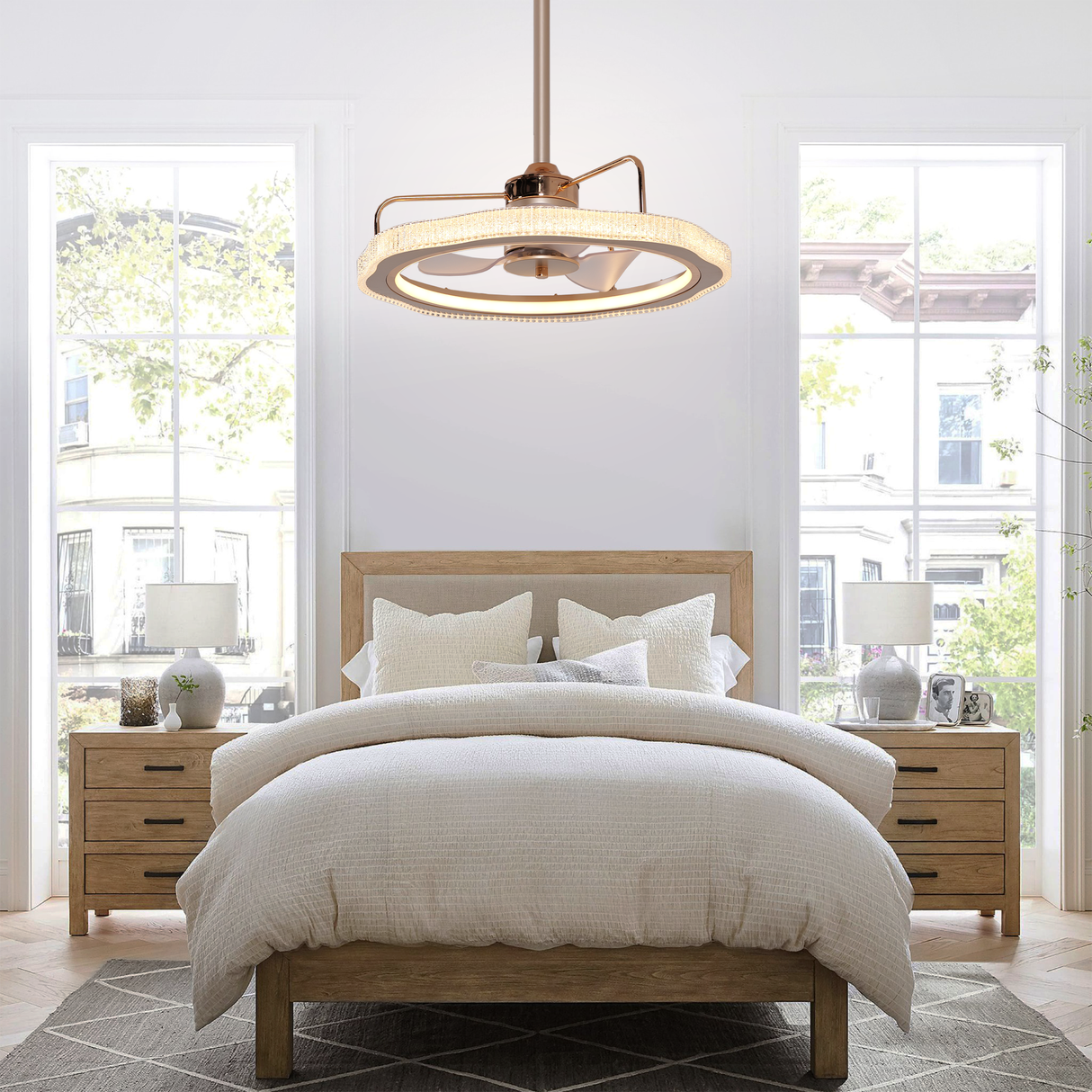 Modern Reversible 3-Blades Metal Ceiling Fan with Light