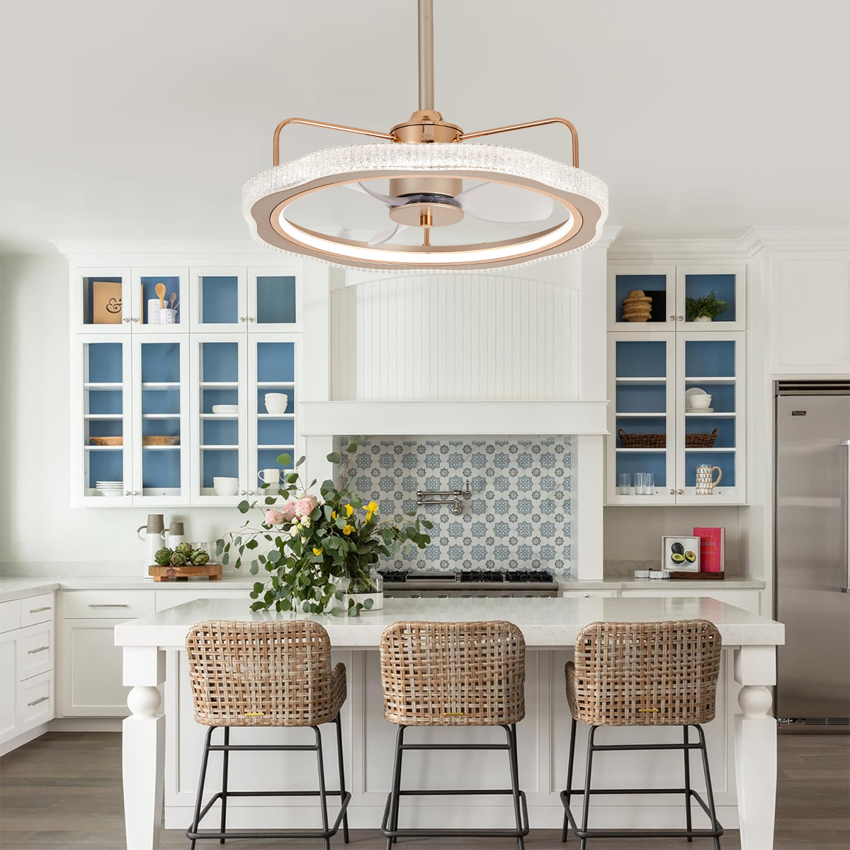 Modern Reversible 3-Blades Metal Ceiling Fan with Light