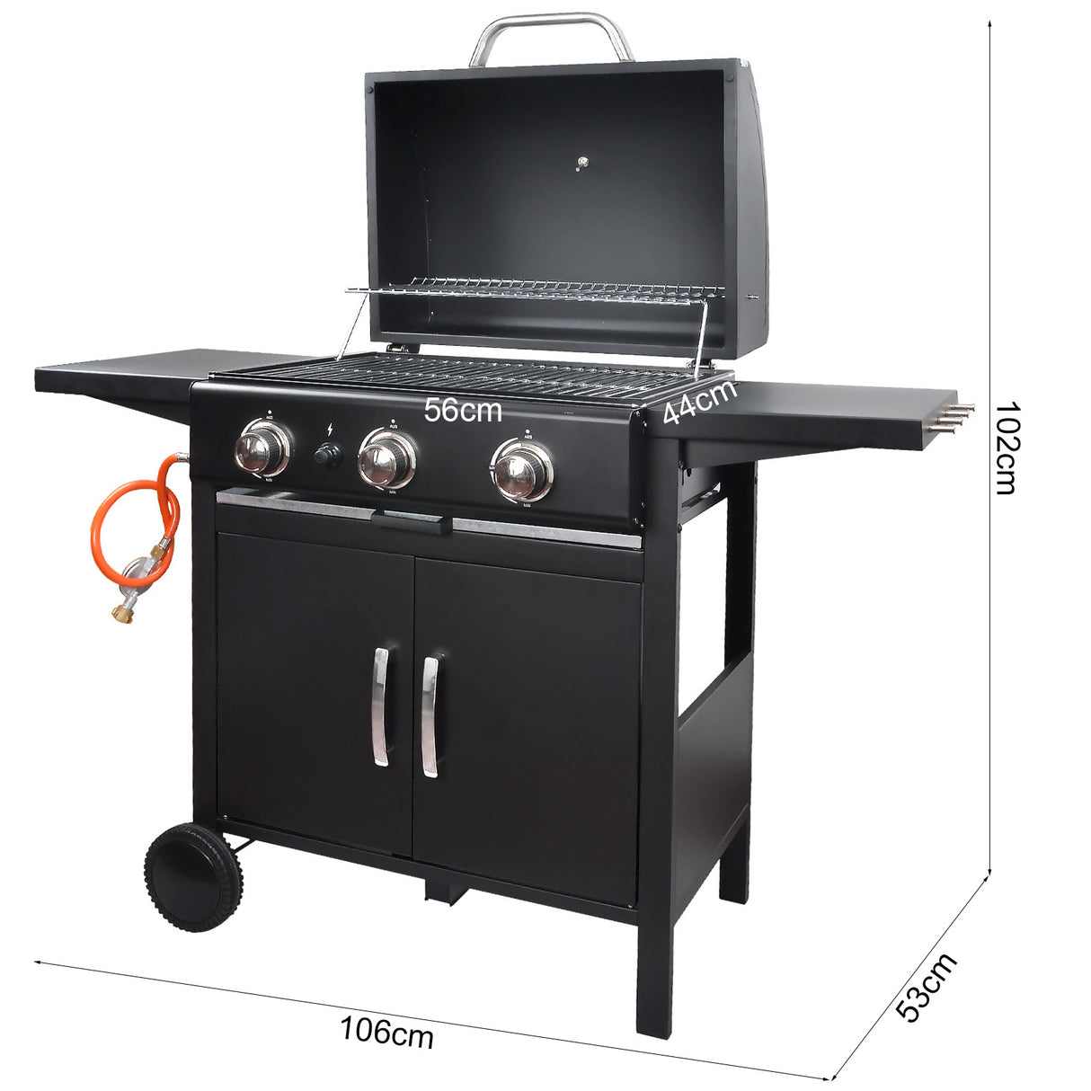 3/4-Burner Outdoor BBQ Propane Gas Grill with Wheels