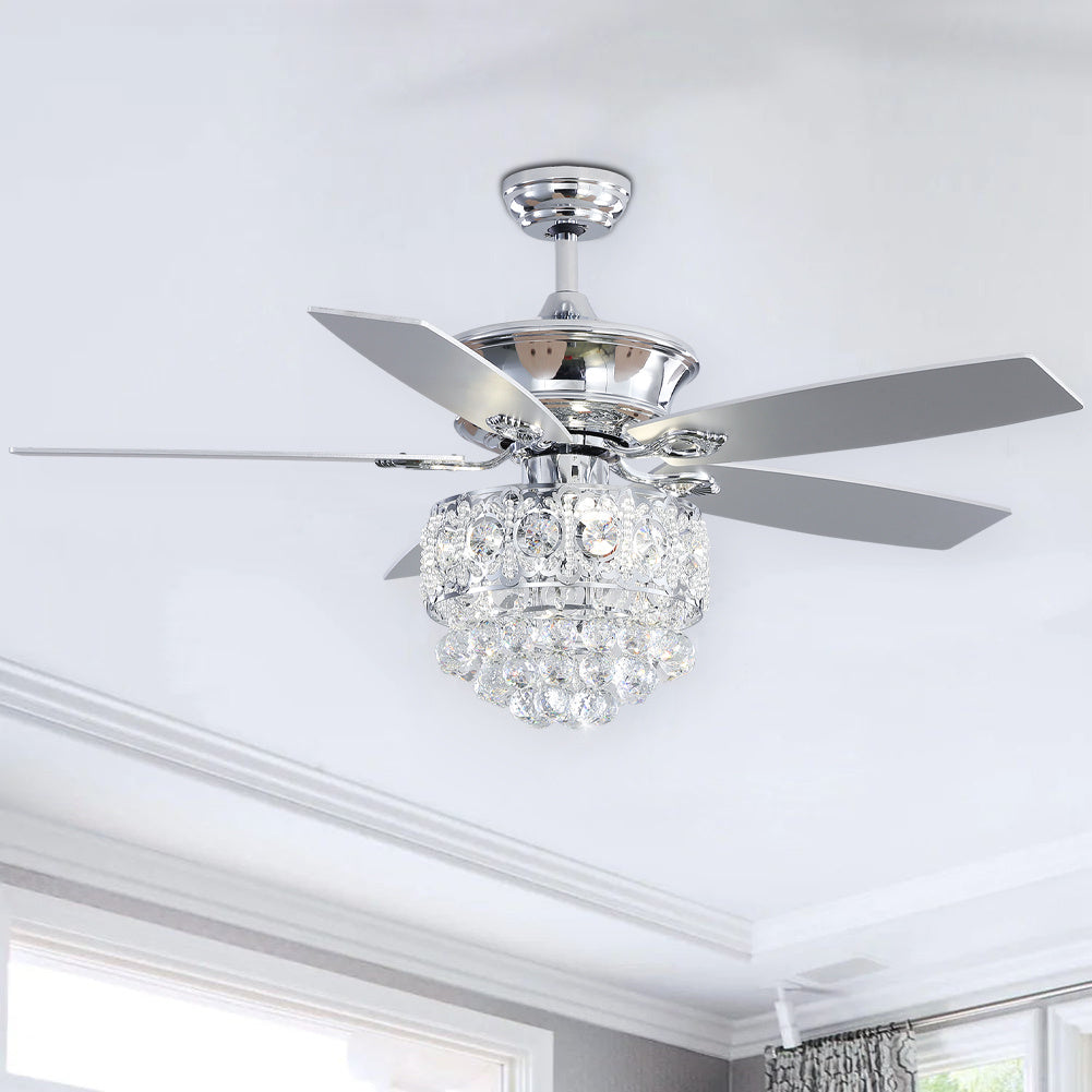 Modern Crystal Remote Ceiling Fan with 3 Lights