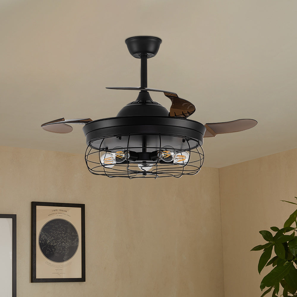 Caged Farmhouse Style Ceiling Fan with Lights