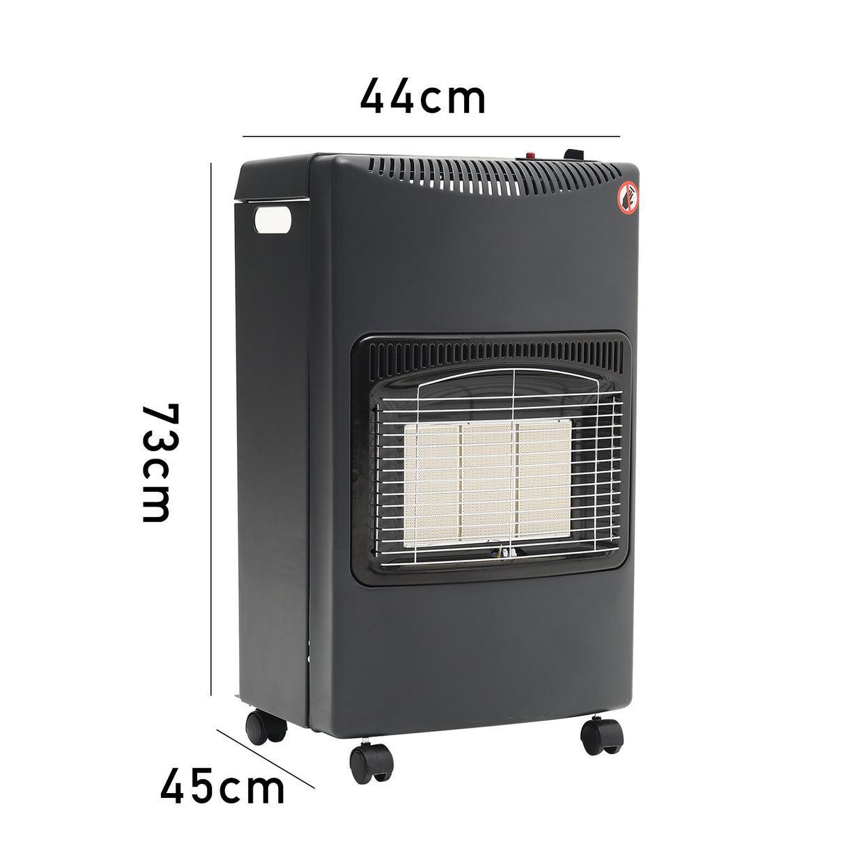 Indoor/Outdoor Black Ceramic Gas Heater with Wheels