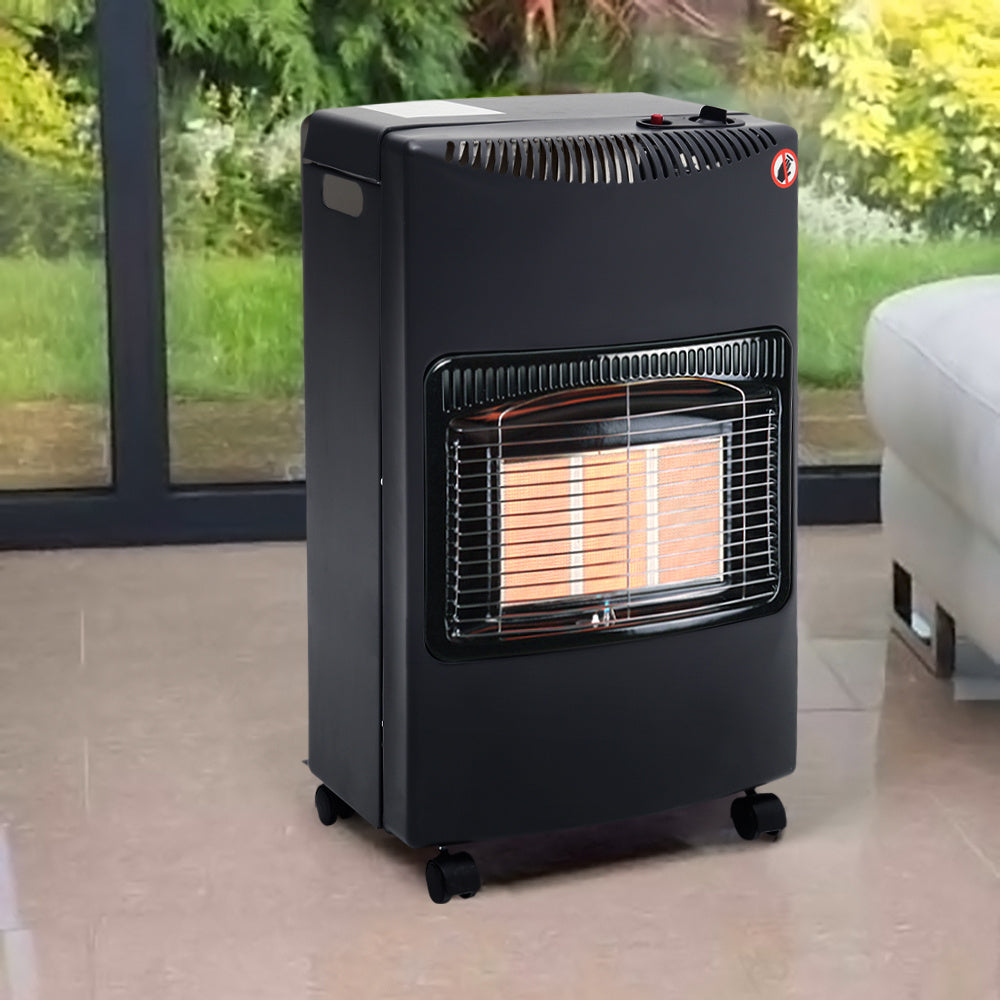 Indoor/Outdoor Black Ceramic Gas Heater with Wheels